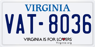 VA license plate VAT8036