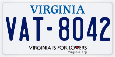 VA license plate VAT8042