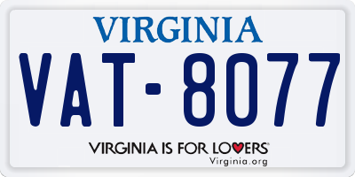 VA license plate VAT8077