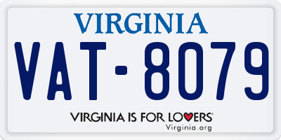 VA license plate VAT8079