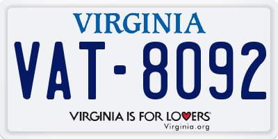 VA license plate VAT8092