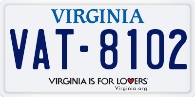 VA license plate VAT8102
