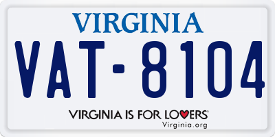 VA license plate VAT8104