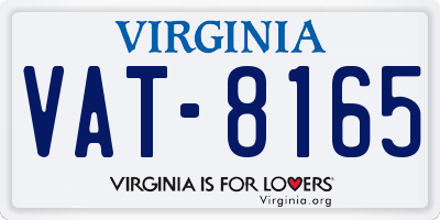 VA license plate VAT8165