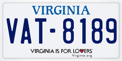 VA license plate VAT8189