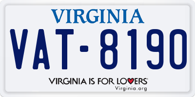 VA license plate VAT8190