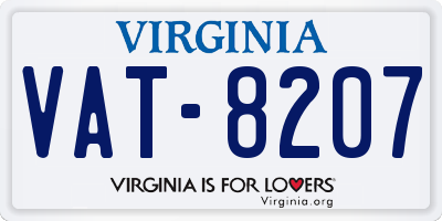 VA license plate VAT8207