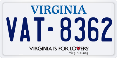 VA license plate VAT8362