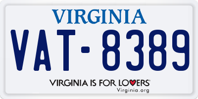 VA license plate VAT8389