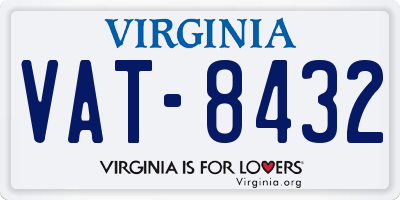 VA license plate VAT8432