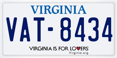 VA license plate VAT8434