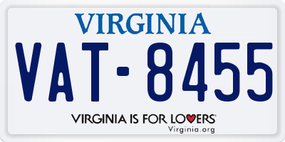 VA license plate VAT8455