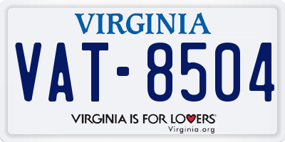VA license plate VAT8504