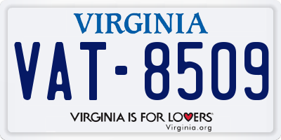 VA license plate VAT8509