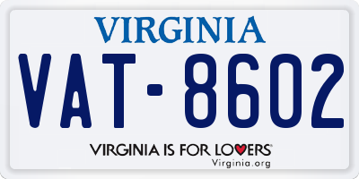VA license plate VAT8602