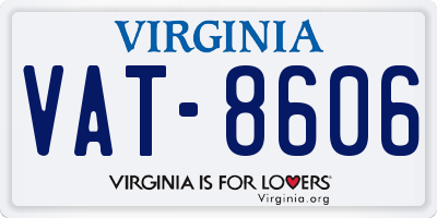 VA license plate VAT8606