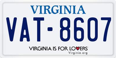 VA license plate VAT8607