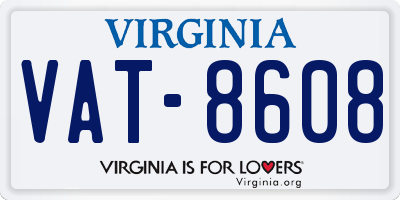 VA license plate VAT8608