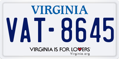 VA license plate VAT8645