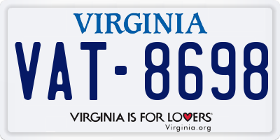 VA license plate VAT8698