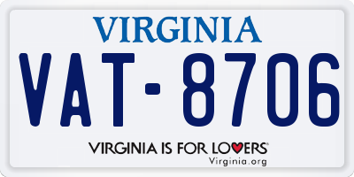 VA license plate VAT8706