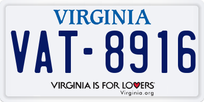 VA license plate VAT8916