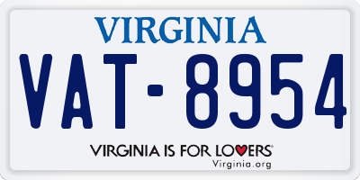 VA license plate VAT8954