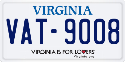 VA license plate VAT9008