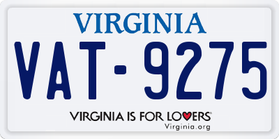 VA license plate VAT9275