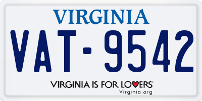 VA license plate VAT9542