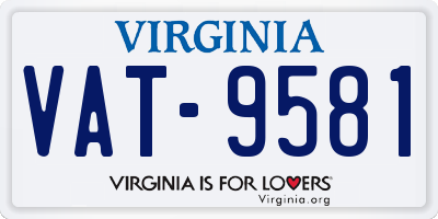 VA license plate VAT9581
