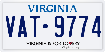 VA license plate VAT9774