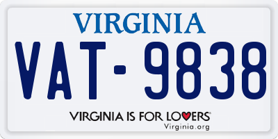 VA license plate VAT9838