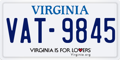 VA license plate VAT9845