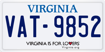VA license plate VAT9852