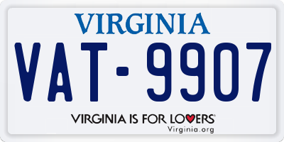 VA license plate VAT9907