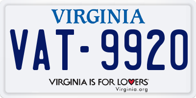 VA license plate VAT9920