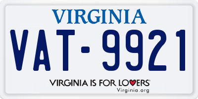 VA license plate VAT9921