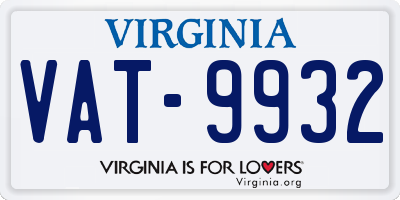 VA license plate VAT9932