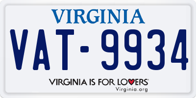 VA license plate VAT9934