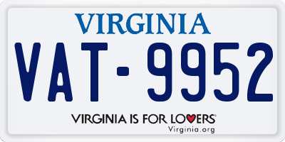 VA license plate VAT9952