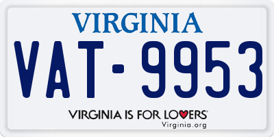VA license plate VAT9953