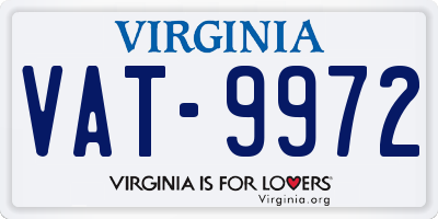 VA license plate VAT9972