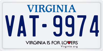 VA license plate VAT9974