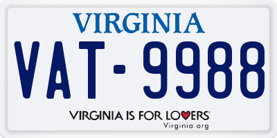 VA license plate VAT9988