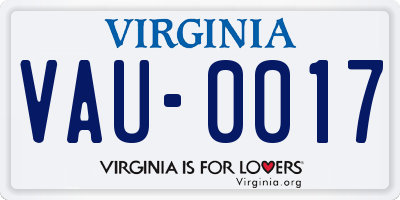 VA license plate VAU0017