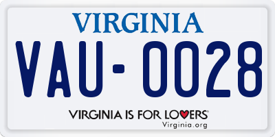 VA license plate VAU0028