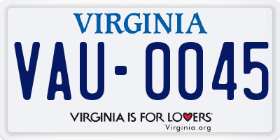 VA license plate VAU0045