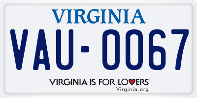 VA license plate VAU0067