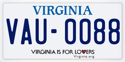 VA license plate VAU0088